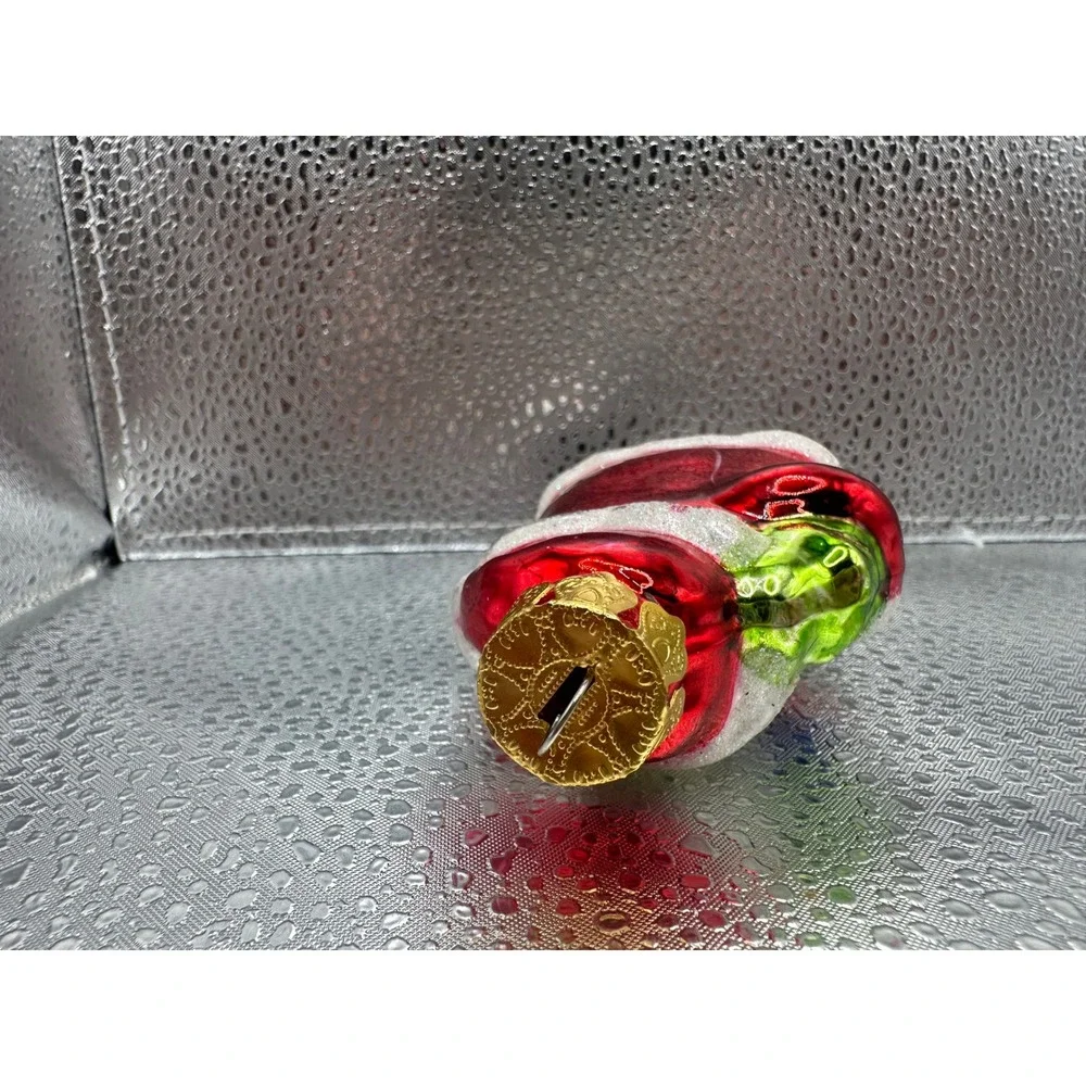 Vintage Blown Glass Santa Claus Ornament‎ Red Coat Glitter Trim Christmas